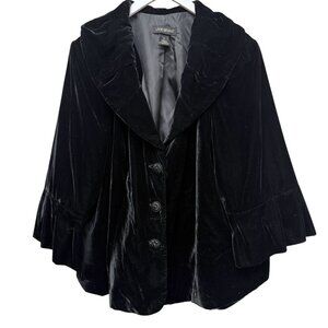 Lane Bryant Velvet Swing Jacket Plus Size 26 Black Evening Blazer 3/4 Sleeve